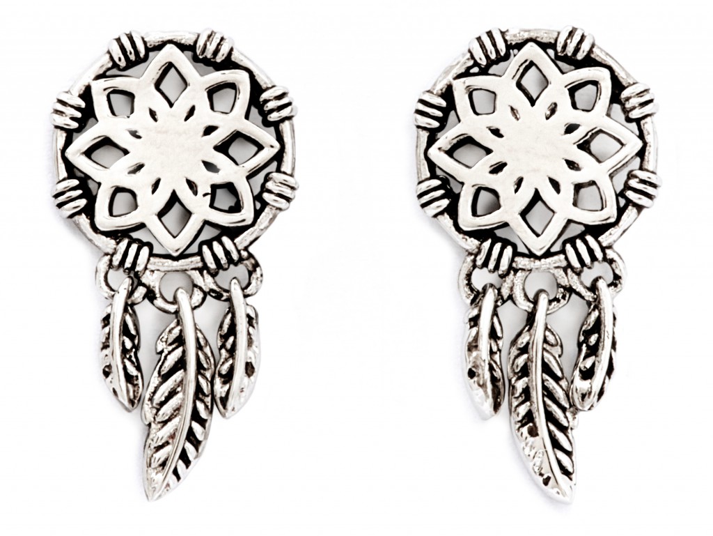 Chrysalis Charmed Collection Dreamcatcher Rhodium Plated Earrings