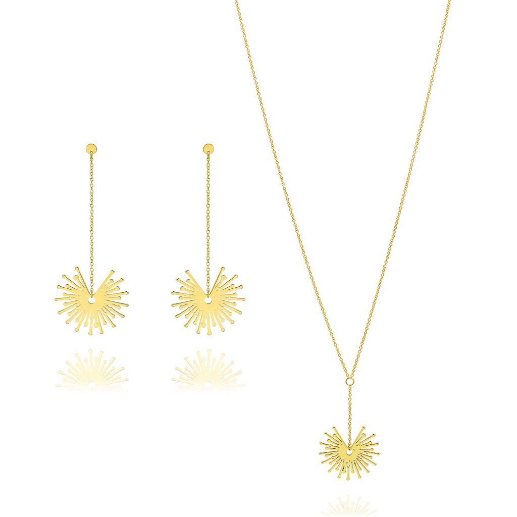 Unique & Co. 9ct gold jewellery IJL 2018 matching necklace and earrings 