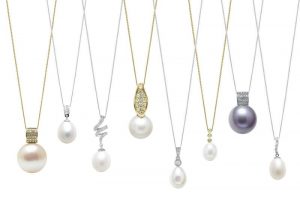Diamond Set Pearl Pendants